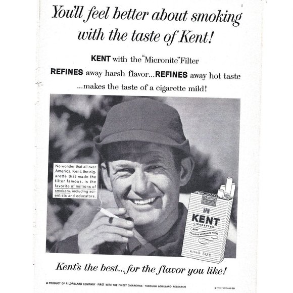 Kent Cigarette Ad 1960s Vintage Print Ad 9 inch - Picture 1 of 2